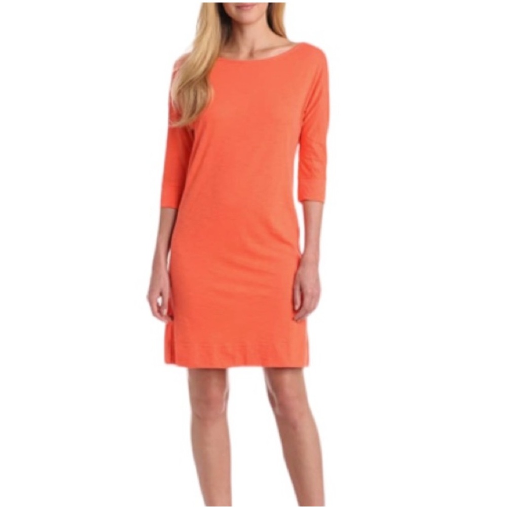 Lilly Pulitzer Cassie Pima Cotton Knit Sheath Dress Coral Orange Pink Size Large